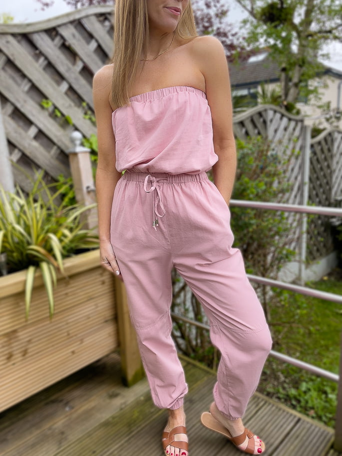 Pink Strapless Jumpsuit