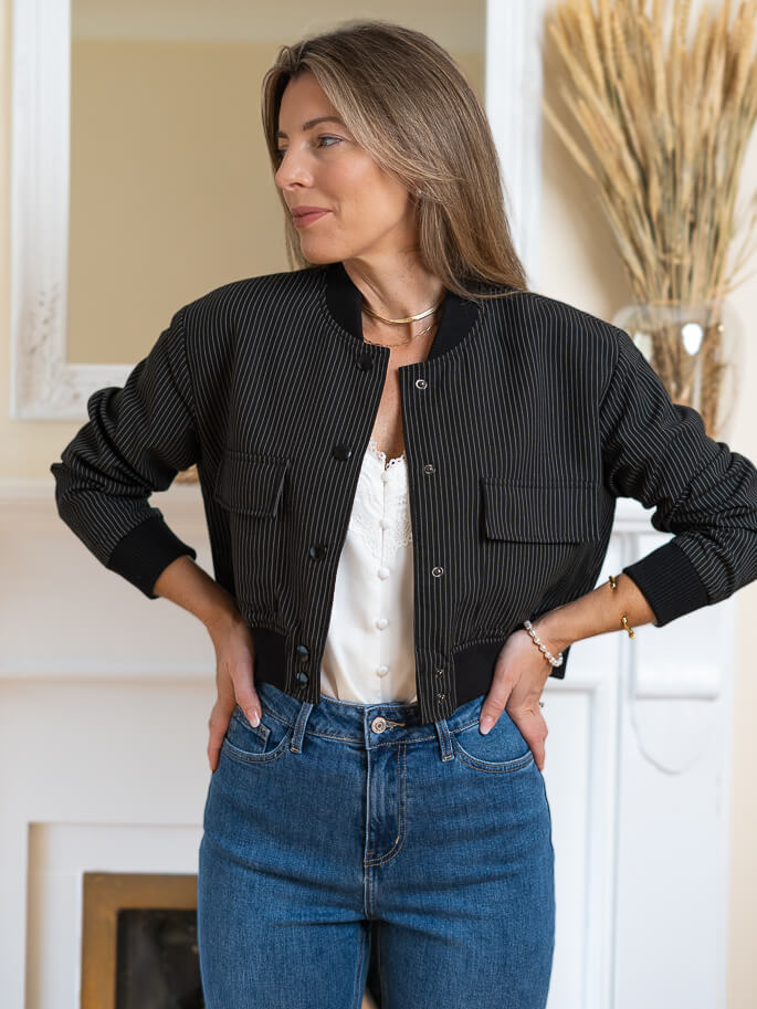 Pinstripe Chloè Bomber