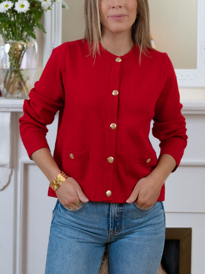 Red Carla Cardigan