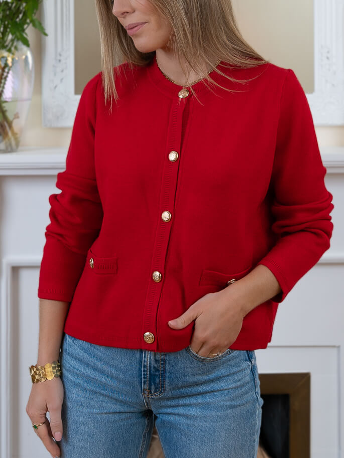 Red Carla Cardigan