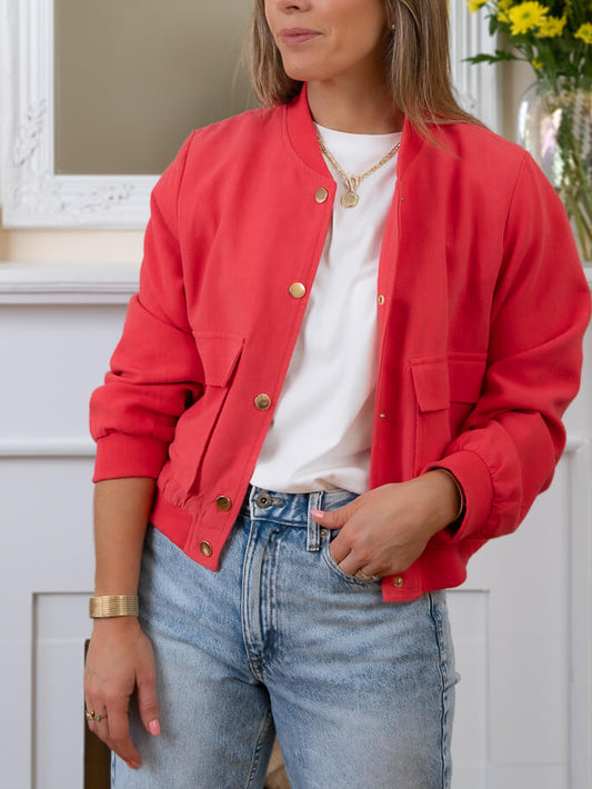 Red Ellis Bomber Jacket