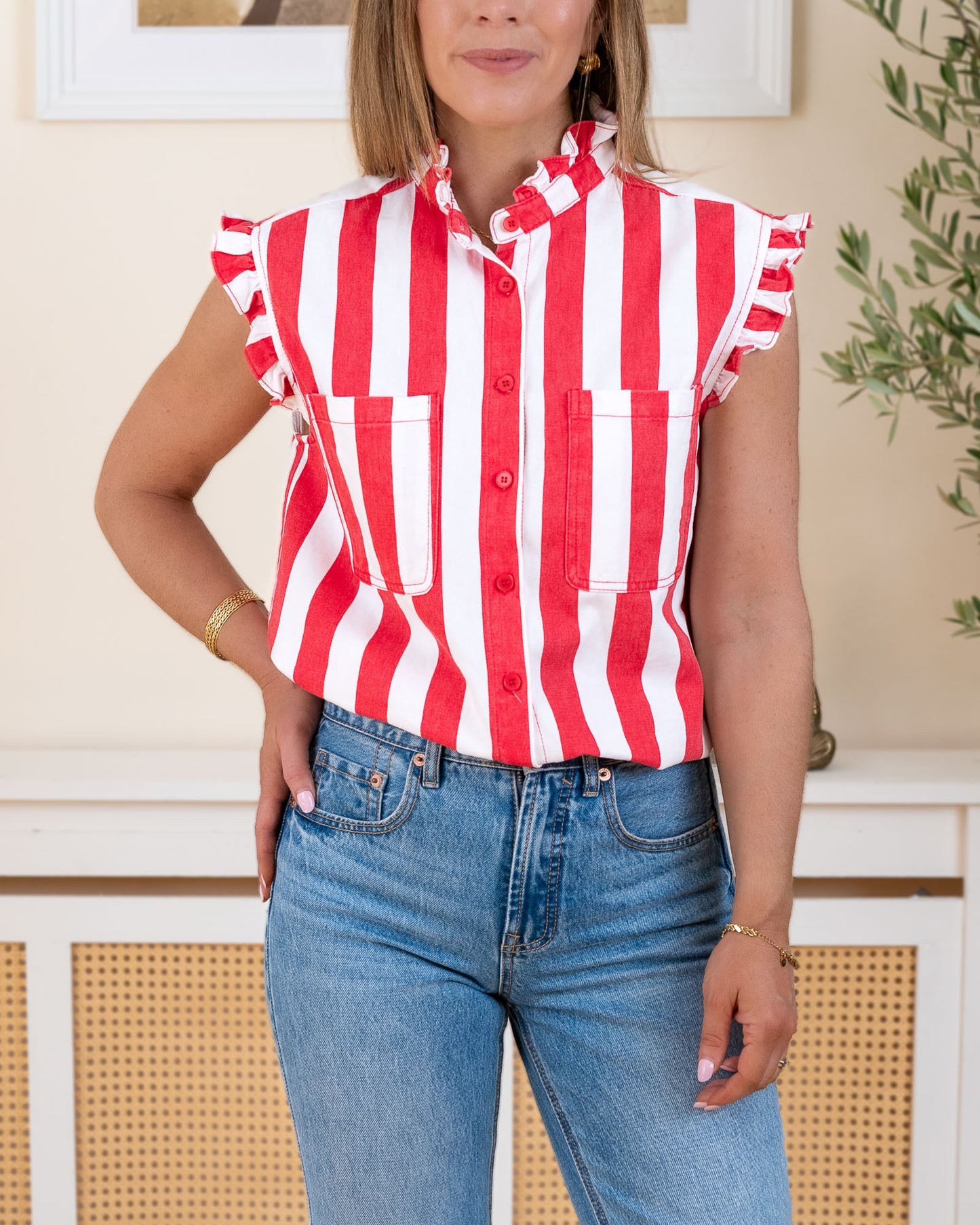 Red Capri Blouse