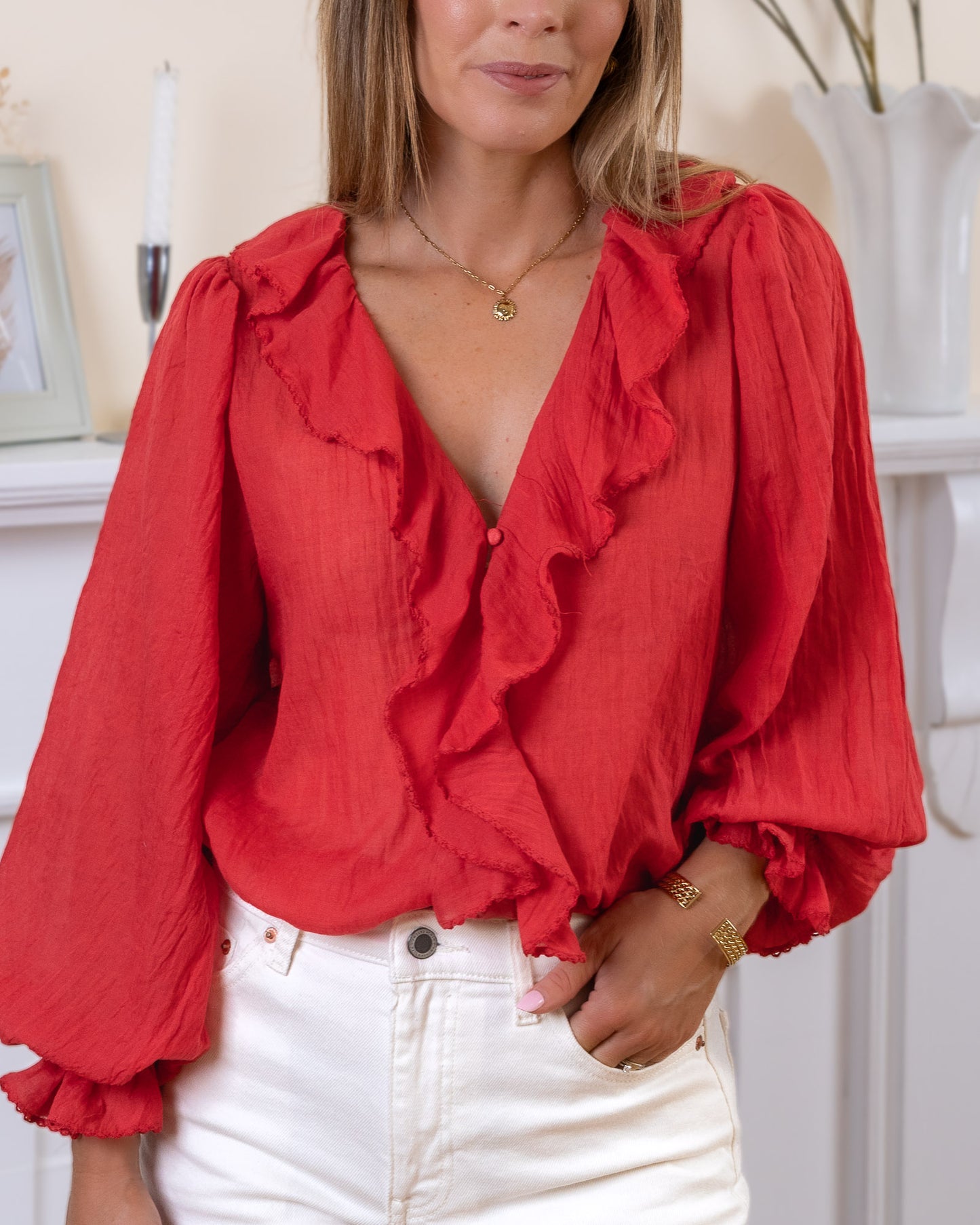 Red Therese Blouse
