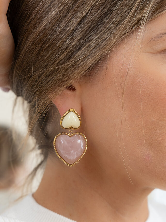 Rose Double Heart Earrings