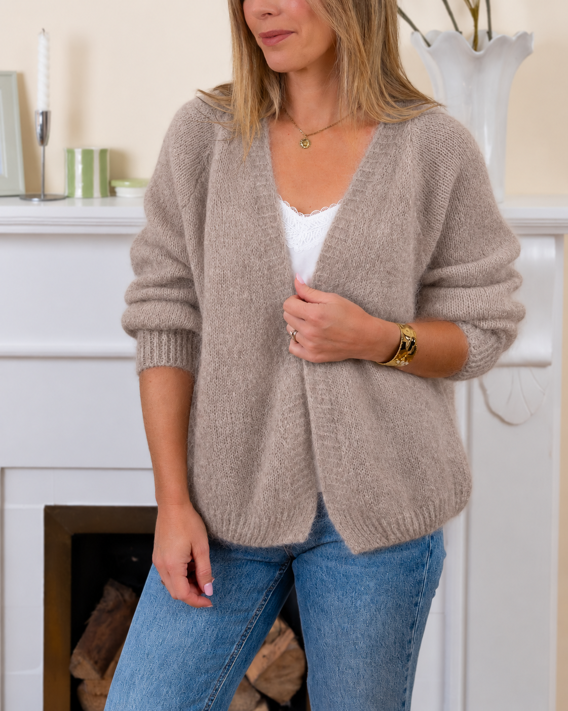 Taupe Aura Kid Mohair Cardigan (Dispatch 12/10)