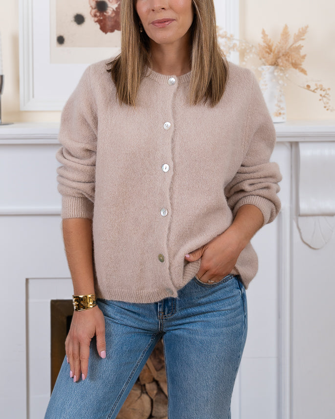 Taupe Iza alpaca Cardigan