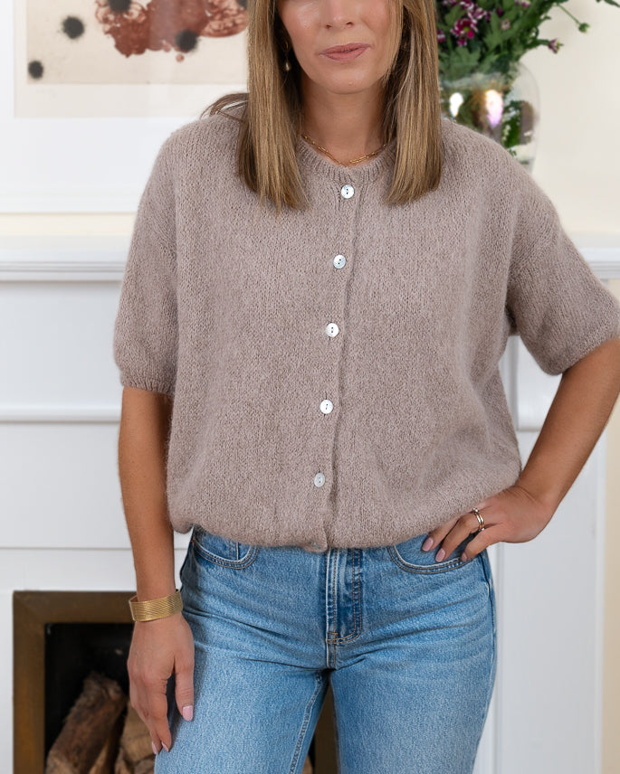 Taupe Sabine Alpaca Cardigan