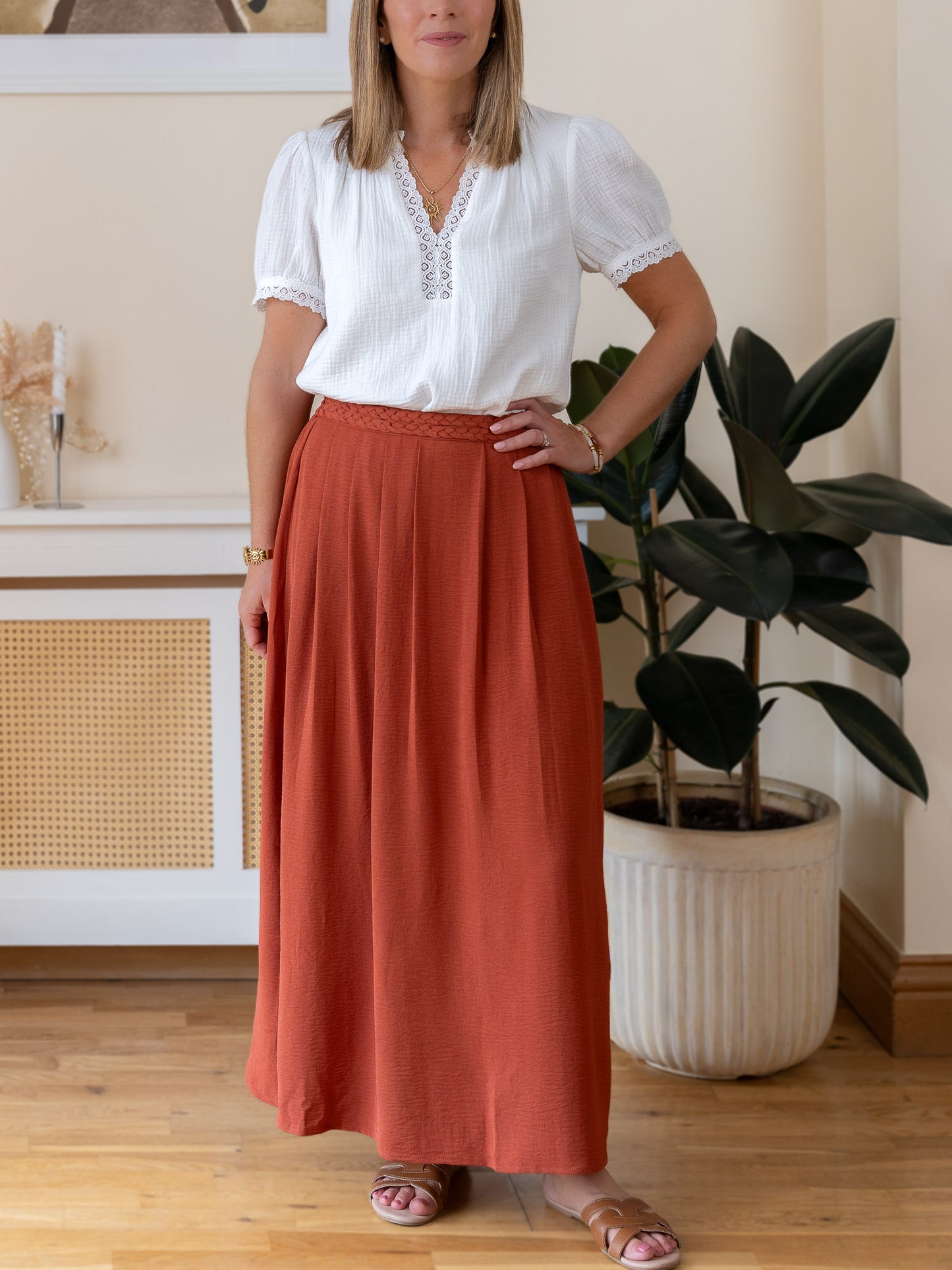 Terracotta Midi Skirt