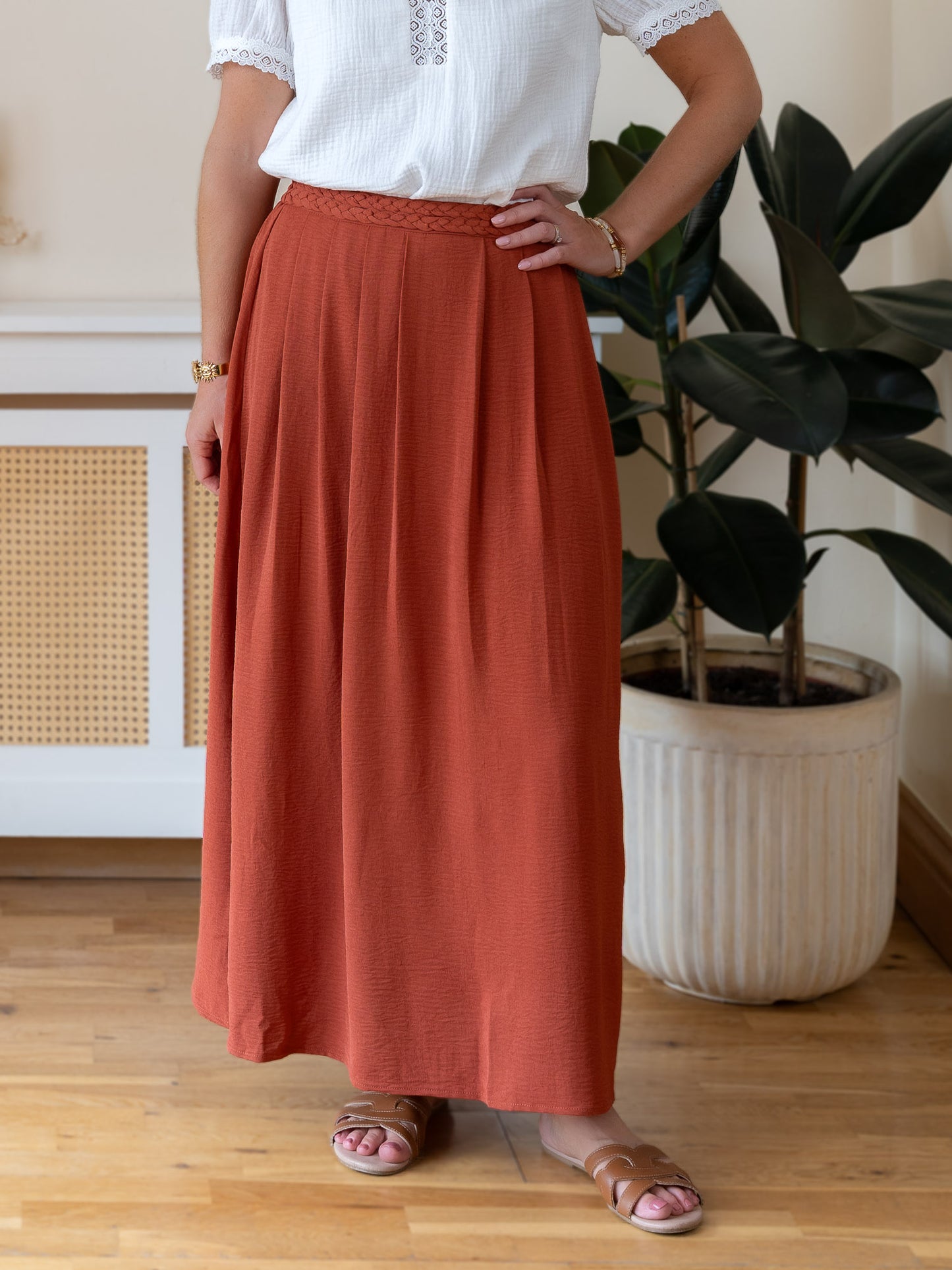 Terracotta Midi Skirt