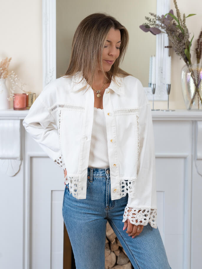 White Creta crochet Jacket