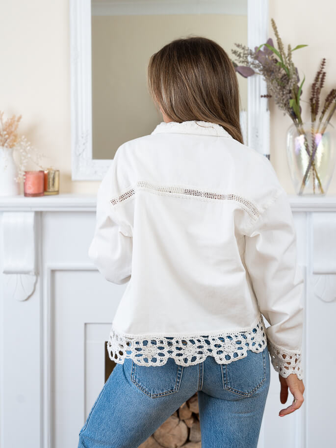 White Creta crochet Jacket