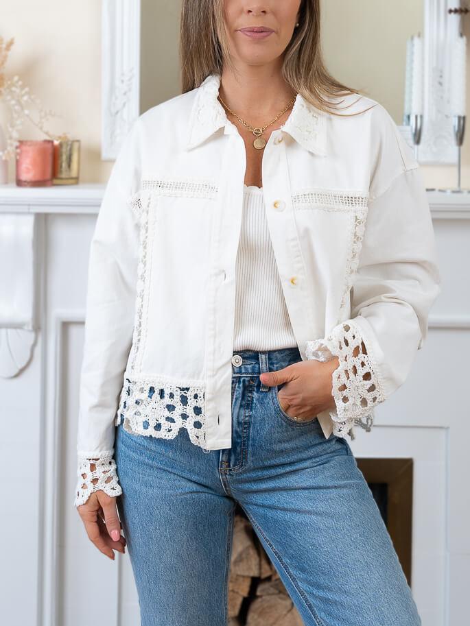 White Creta crochet Jacket