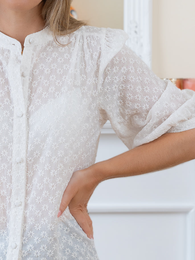 White Flora Blouse