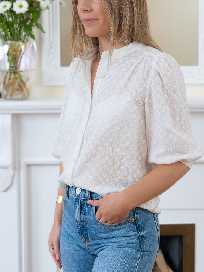 White Flora Blouse