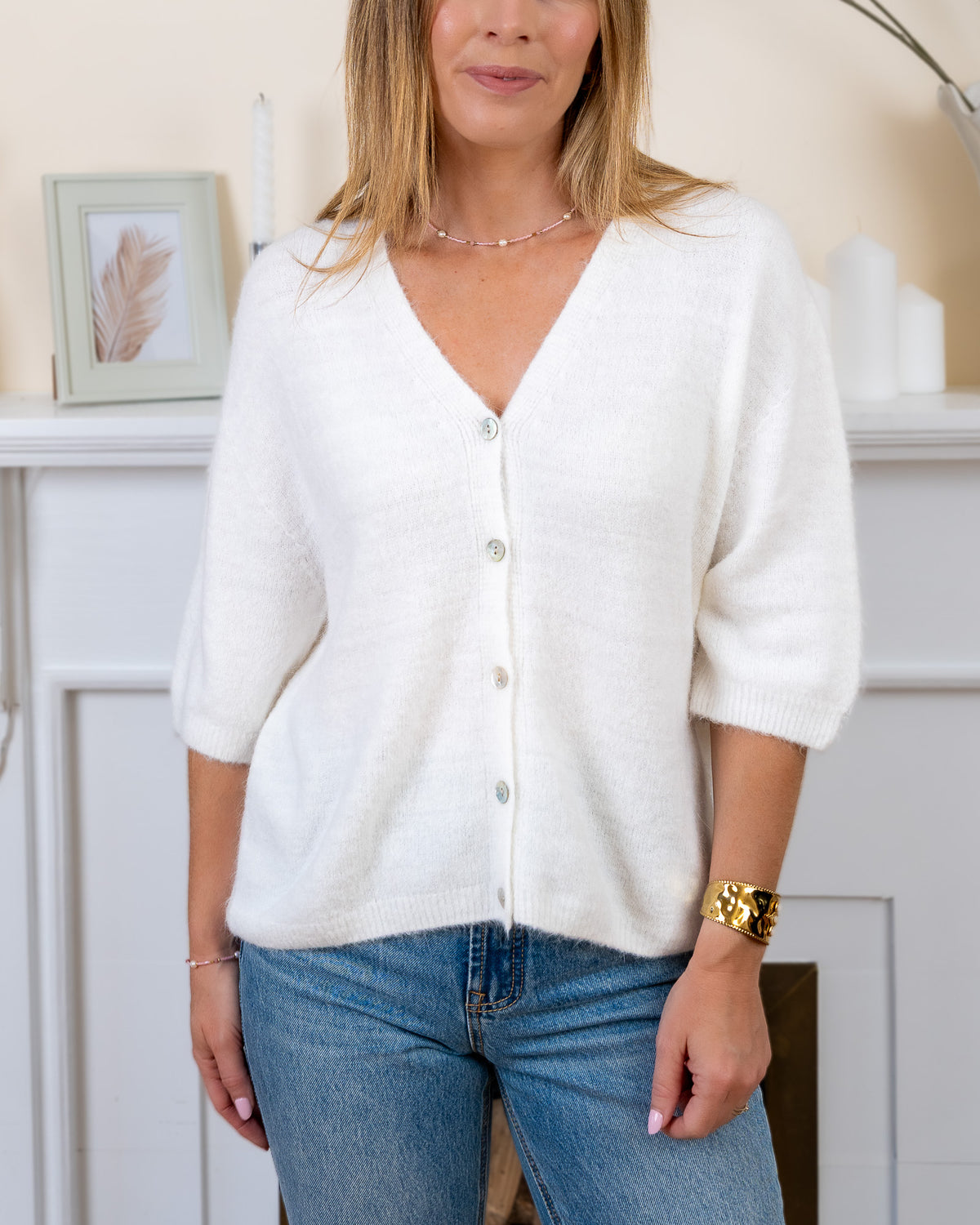 Ecru Eliot Angora Cardigan