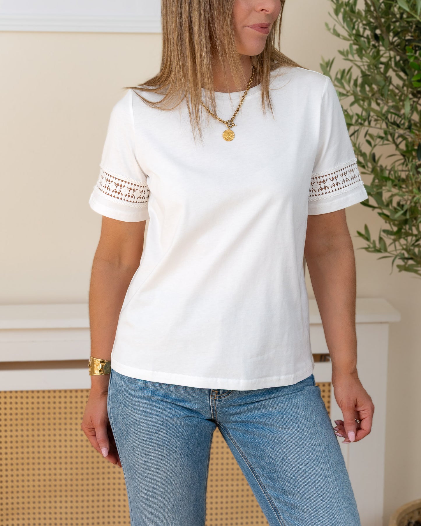 White Elora Lace Tee