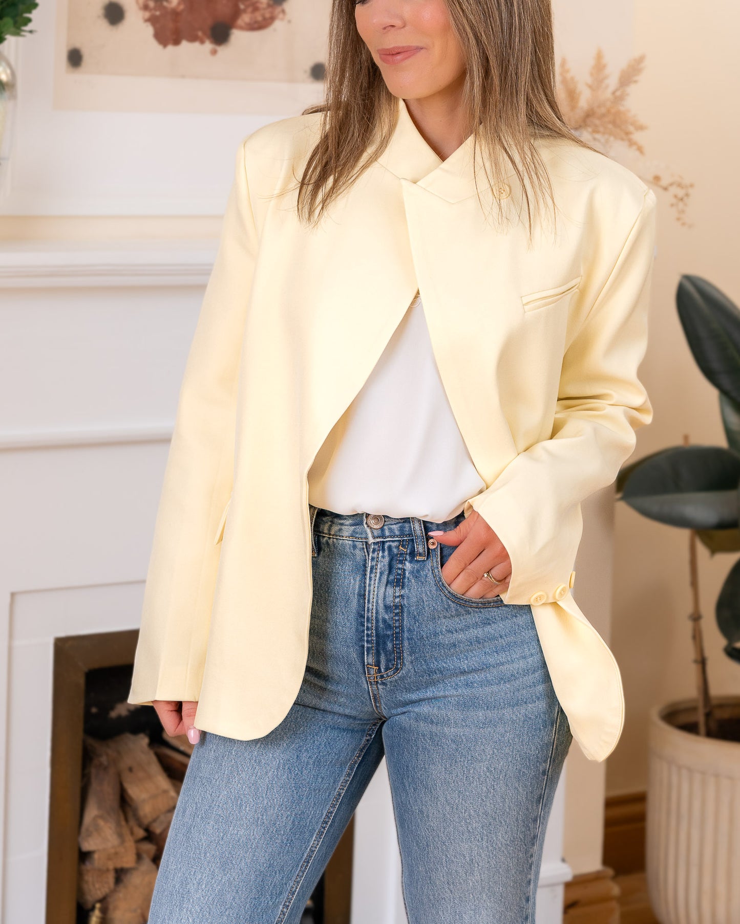 Yellow Asymmetric Aura Blazer