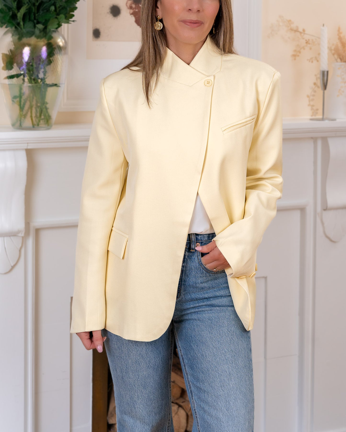Yellow Asymmetric Aura Blazer