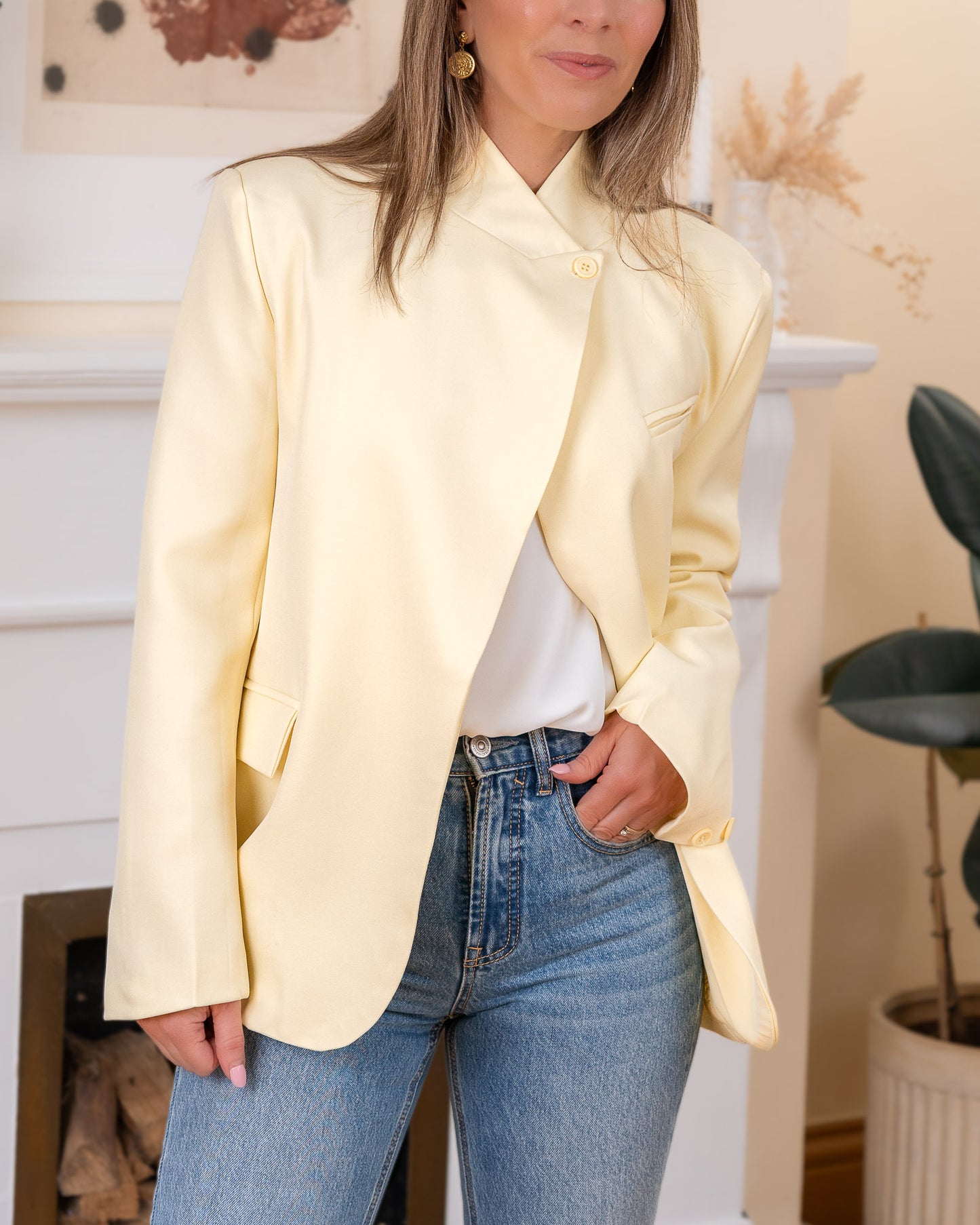Yellow Asymmetric Aura Blazer