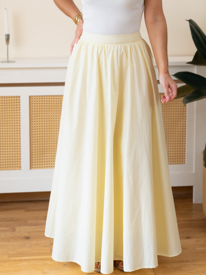 Lemon Poplin Maxi Skirt