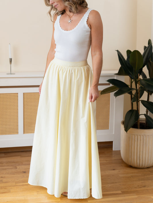 Lemon Poplin Maxi Skirt