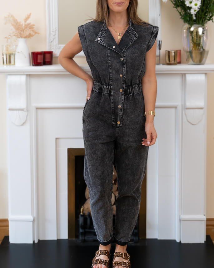 Black Denim Jumpsuit