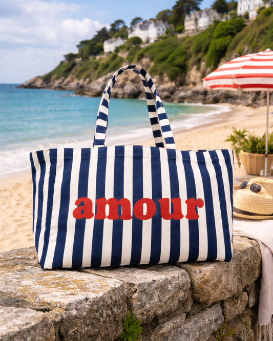 Amour Tote – Navy Stripes